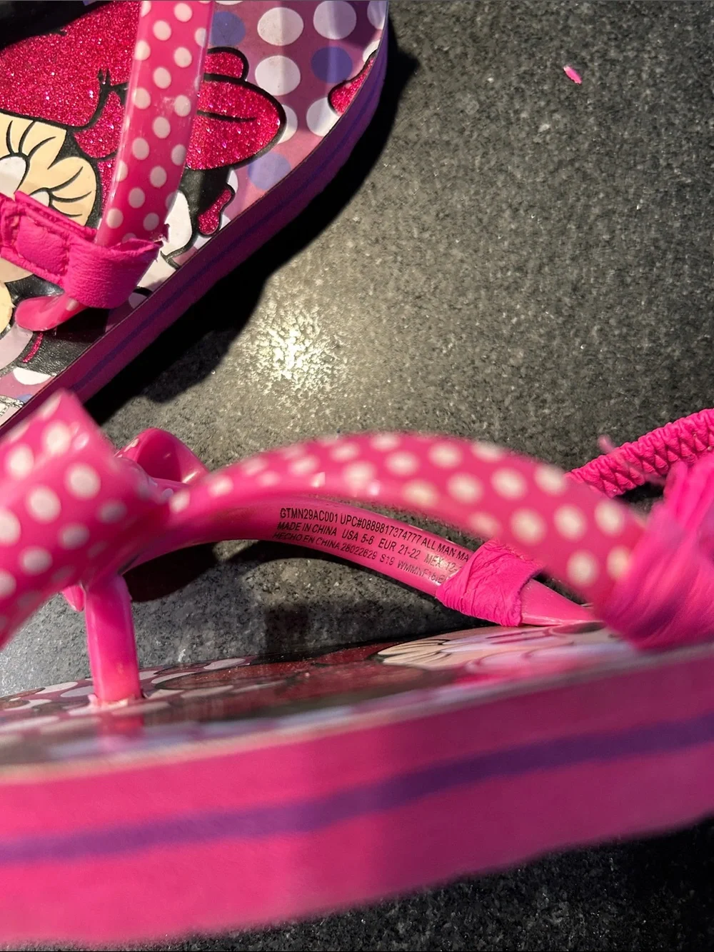 Disney Pink Minnie Mouse Polka Dot Bow Flip Flops for Kids